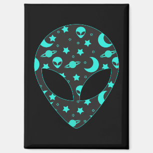 Alien Kopf Raum Muster Design Magnet