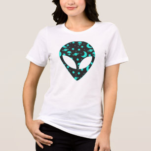 Alien Kopf Raum Muster Design Tri-Blend Shirt
