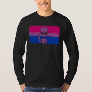 Alien-Kopf-UFO-Friedenszeichen-Gaylien-Bisexuellen T-Shirt