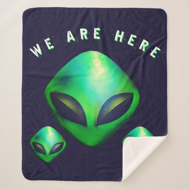 Alien Köpfe "Wir sind hier"  Sherpadecke (Vorderseite)