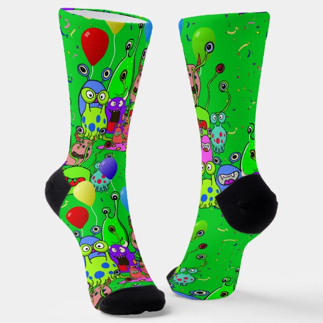 Alien-Kunst * Party mit Aliens Socken (Gewinkelt)