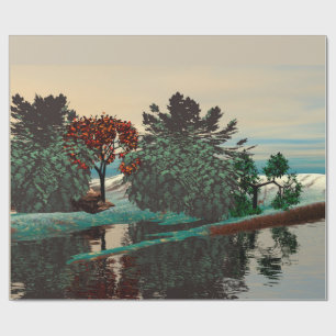 ALIEN LANDSCAPE, BÄUME, LAGUNE HYPERION Sci Fi Geschenkpapier