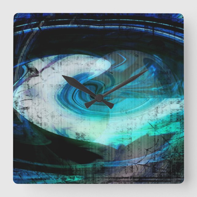 Alien Landscape Grunge Clock Quadratische Wanduhr (Vorderseite)