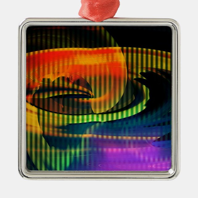 Alien Landscape Rainbow Abstrakt Silbernes Ornament (Vorne)