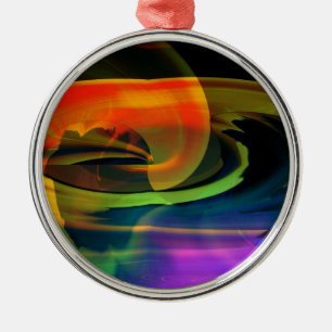 Alien Landscape Rainbow Abstrakt Silbernes Ornament