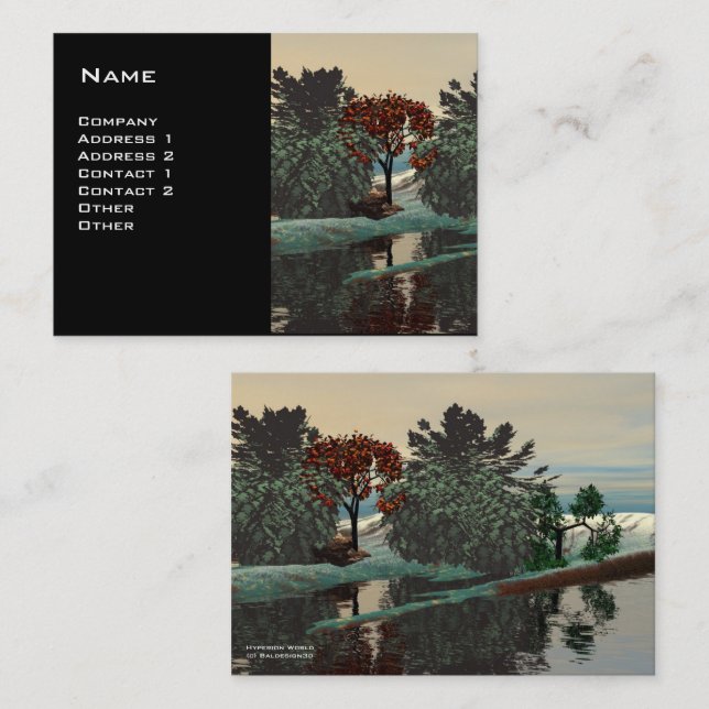 ALIEN LANDSCAPE, TREES LAGOON HYPERION Sci Fi Blac Visitenkarte (Vorne/Hinten)
