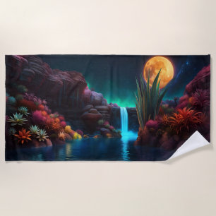 Alien Landscape Wasserfall Moon Strandtuch