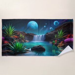 Alien Landscape Wasserfall Moons Strandtuch