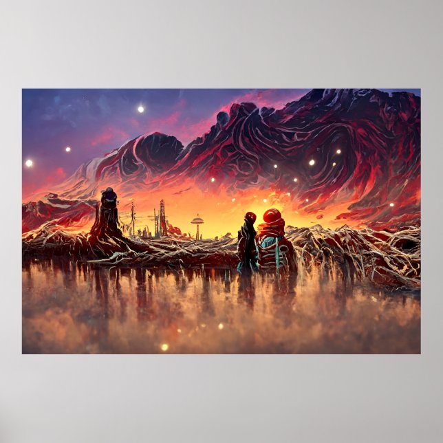 Alien Landschaft im Weltraum | ABSTRAKT Poster (Vorne)