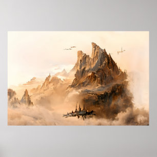 Alien Landschaft im Weltraum   ABSTRAKT Poster