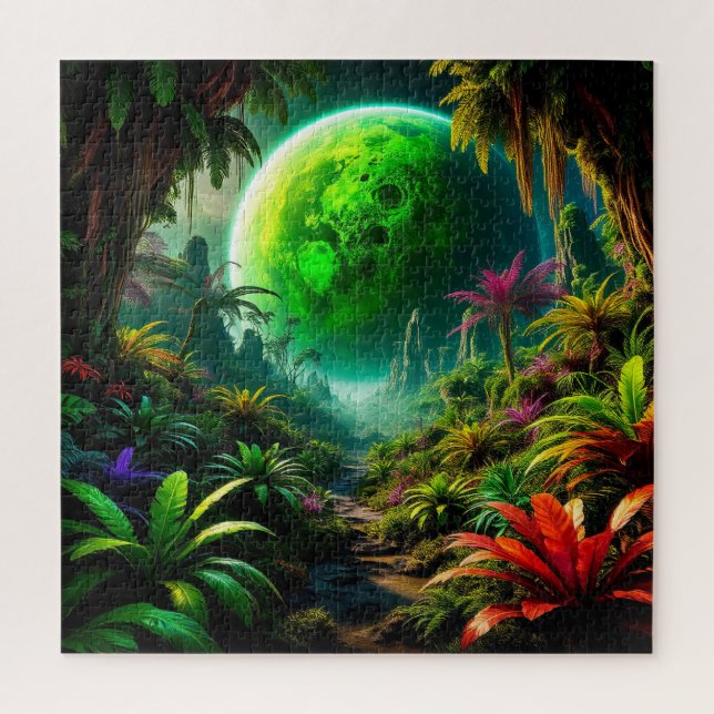 Alien Landschaft mit üppiger Vegetation Puzzle (Vertikal)