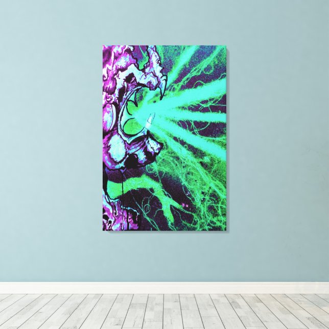 Alien Laseraugen mit Reptilienzunge Leinwanddruck (Insitu (Holzboden))