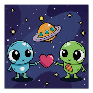 Alien Liebe Buddies Poster