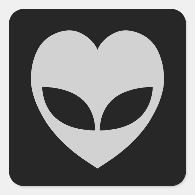 Alien Liebe Heart Square Sticker (Vorderseite)