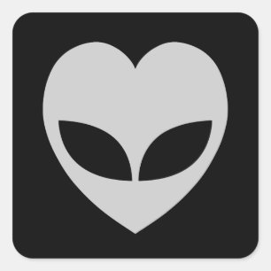 Alien Liebe Heart Square Sticker
