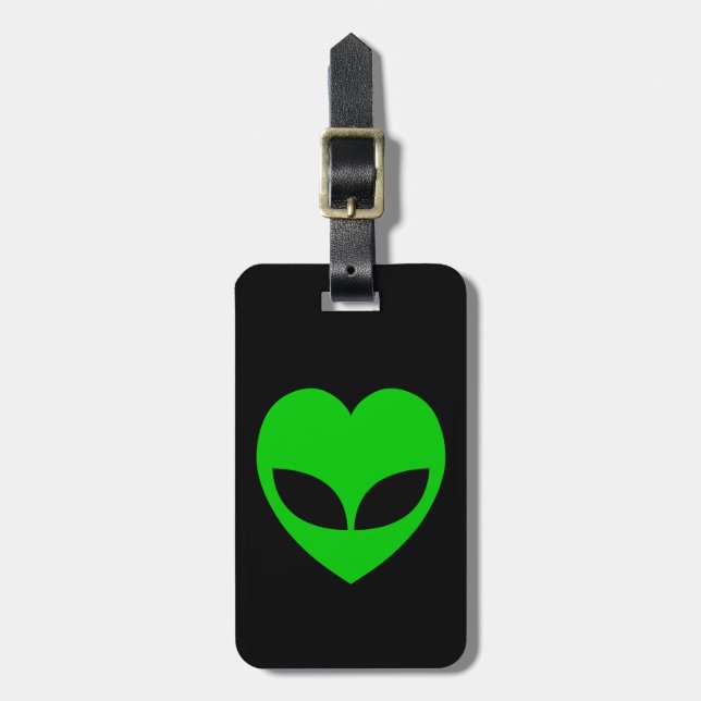 Alien Liebe Herz Gepäckanhänger (Vorderseite vertikal)