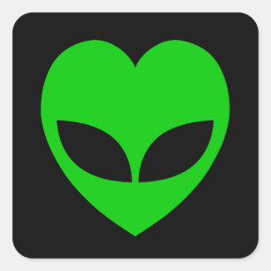 Alien Liebe Herz Quadratischer Aufkleber