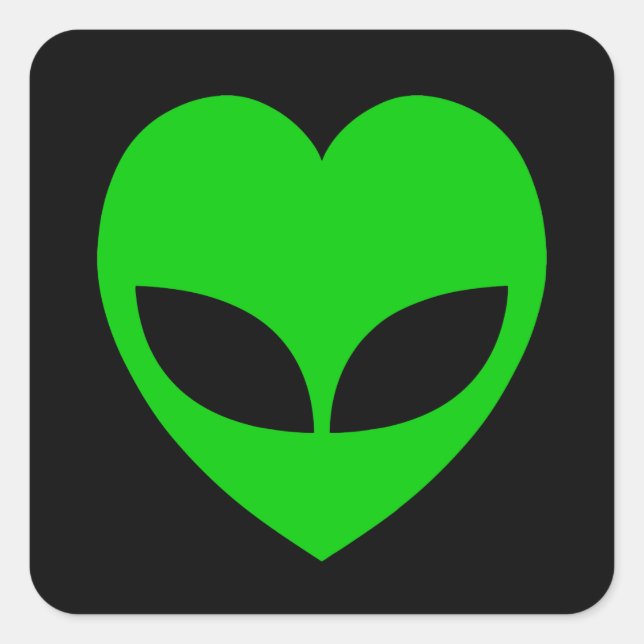 Alien Liebe Herz Quadratischer Aufkleber (Vorderseite)
