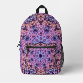 Alien Lila Psychedelic Kaleidoscopic Mandala Bedruckter Rucksack