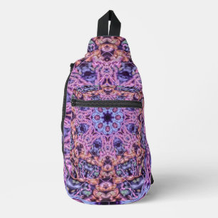 Alien Lila Psychedelic Kaleidoscopic Mandala Crossbody Bag