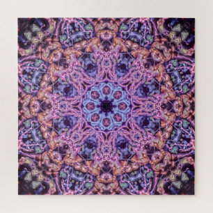Alien Lila Psychedelic Kaleidoscopic Mandala Puzzle