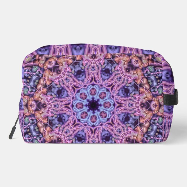 Alien Lila Psychedelic Kaleidoscopic Mandala Waschbeutel (Rückseite)
