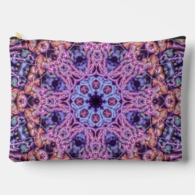 Alien Lila Psychedelic Kaleidoscopic Mandala Zubehörtasche (Vorderseite)