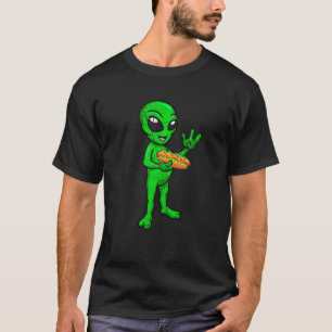 Alien Lover UFO Funny Alien Eating Hot Dog Vintag T-Shirt