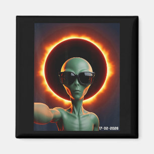 Alien macht Selfie mit Sonnenfinsternis 2026 und t Magnet
