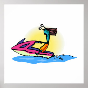 Alien-Mädchen auf JetSki Poster
