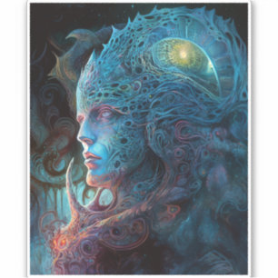 Alien Man Surreal Sci-Fi Art Aufkleber