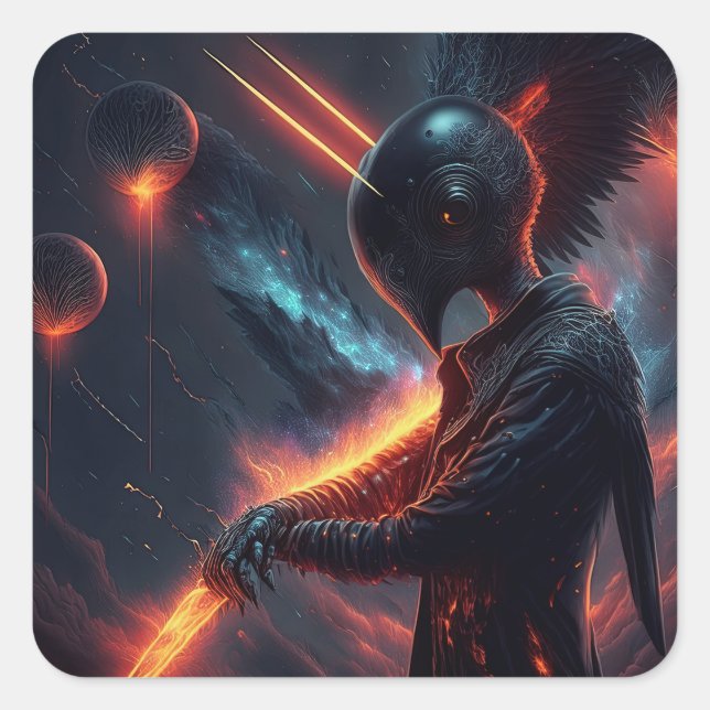 Alien Manipulationsfeuerbeam Quadratischer Aufkleber (Vorderseite)