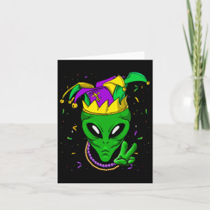Alien Mardi Gras Carnival Jester Karte