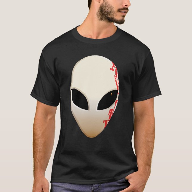 Alien Mask mit futuristischen Kennzeichnungen T-Shirt (Vorderseite)