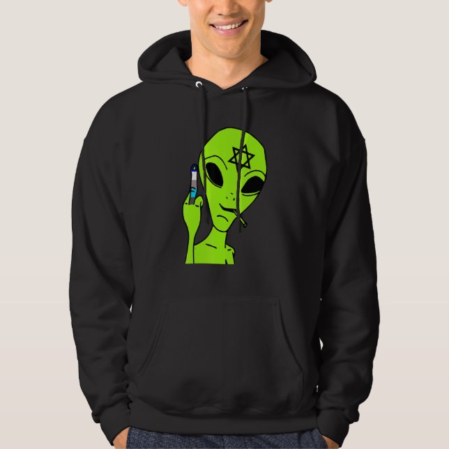 Alien Middle Finger Hanukkah  Chanukah Jewish Holi Hoodie (Vorderseite)