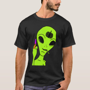 Alien Middle Finger Lazy Halloween Kostüm Ufo Pu T-Shirt
