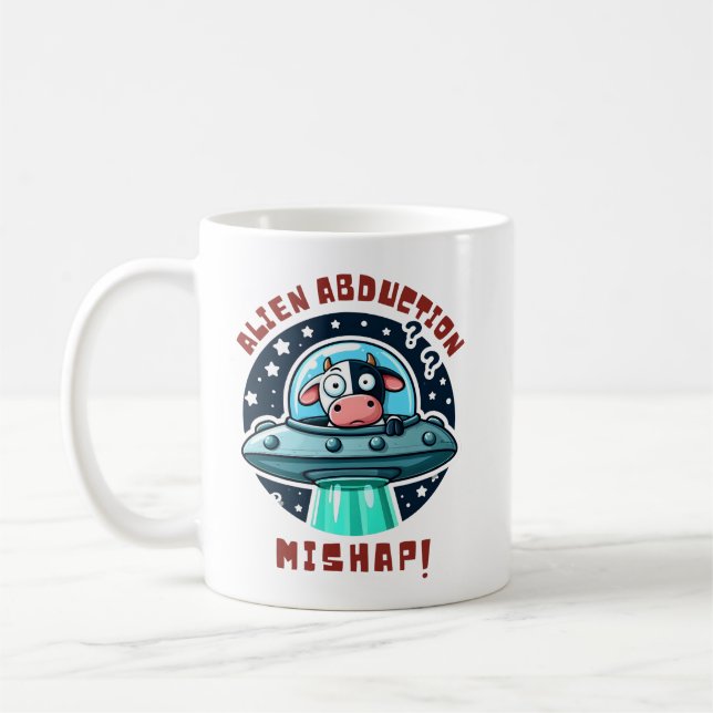 Alien Mishap Funny verwirrte Kuh Kaffeetasse (Links)