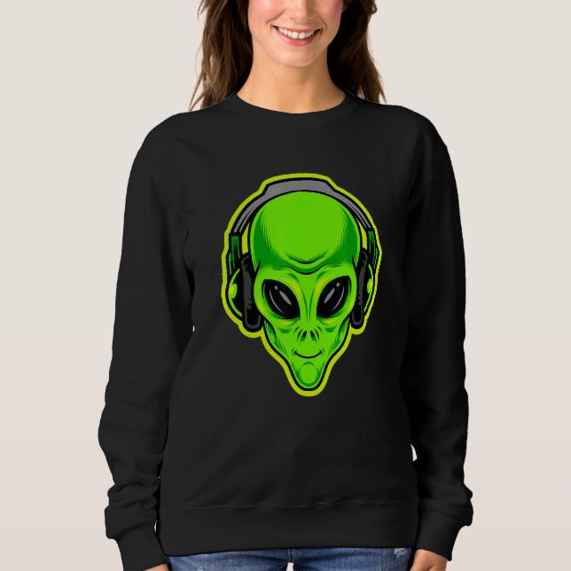 Alien mit Kopfhörern sind Sie bereit Sweatshirt (Vorderseite)