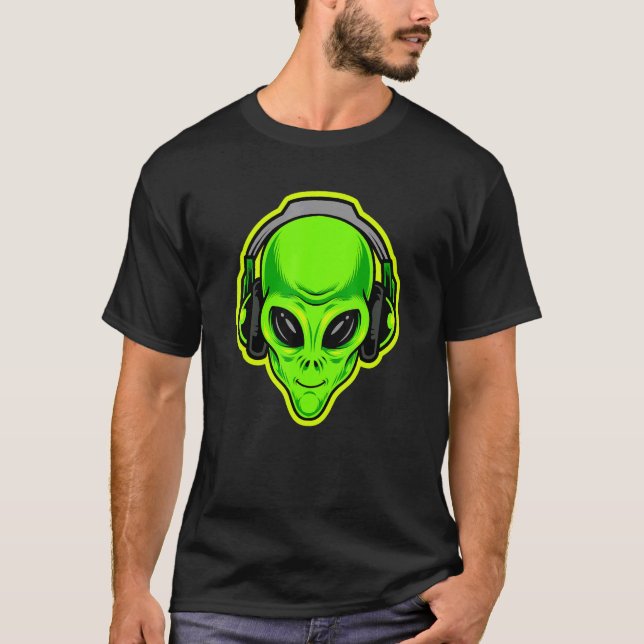Alien mit Kopfhörern sind Sie bereit T-Shirt (Vorderseite)