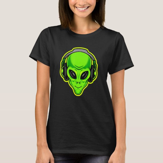 Alien mit Kopfhörern sind Sie bereit T-Shirt (Vorderseite)