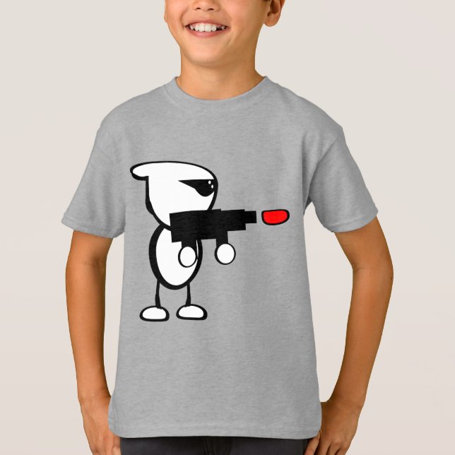 Alien mit Laser Blaster T-Shirt (Vorderseite)