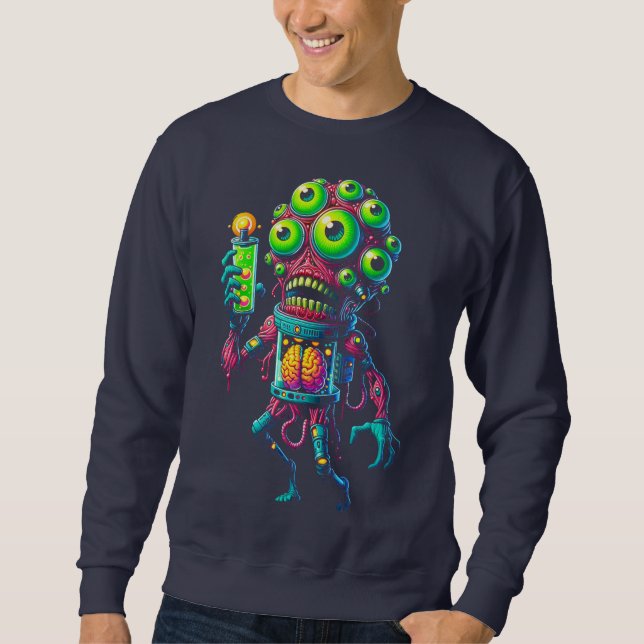 Alien Monster Creatie met Elektrisch Testbuis Sweatshirt (Vorderseite)