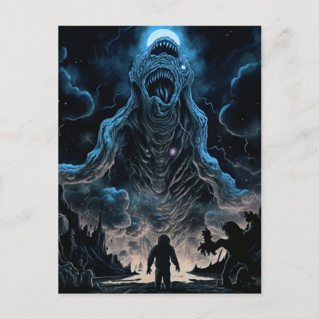 Alien Monster Kreatur Horror Art Postkarte (Vorderseite)