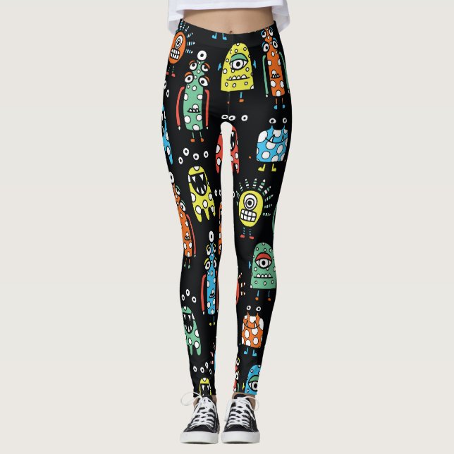 Alien Monster: Niedlich Nahtlos Vintag Leggings (Vorderseite)