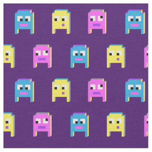 Alien Monster Pixel rosa blau Stoff