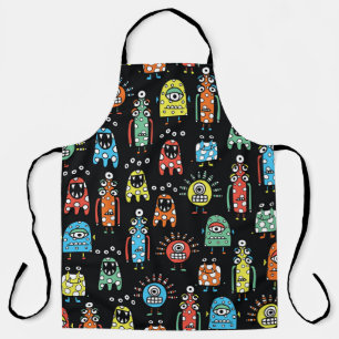 Alien-Monster: Süße nahtlose Vintage-Muster Schürze