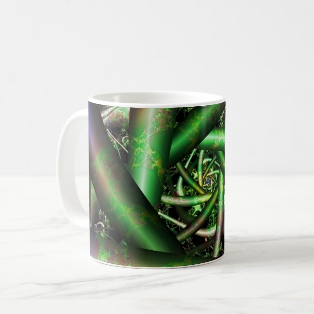 Alien | Multicolor Fraktal Art Kaffeetasse (Vorderseite Links)