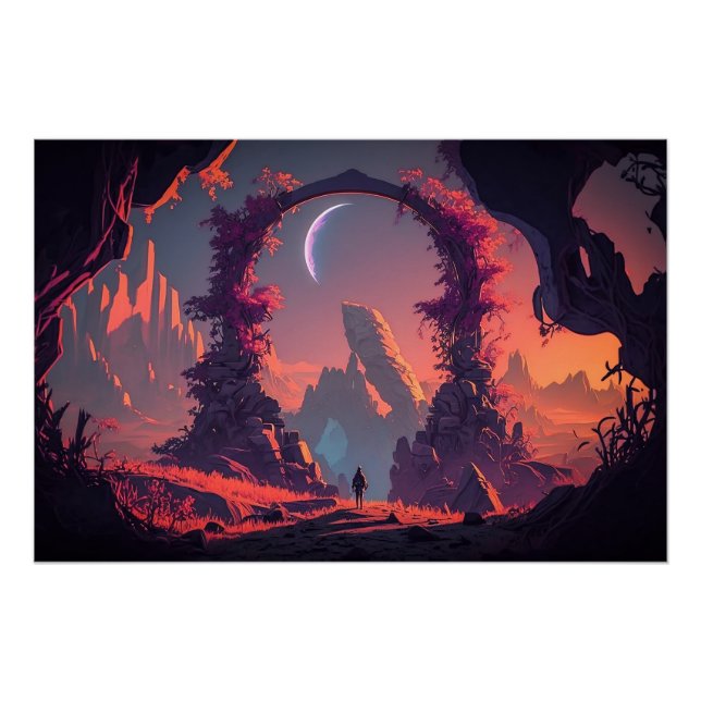 Alien Neon Landscape Poster (Vorderseite)