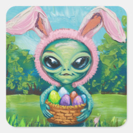 Alien Oaster Bunny Quadratischer Aufkleber