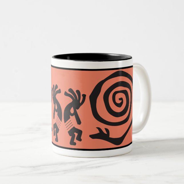 Alien oder Human Kokopelli Zwei-Tone-Kaffee-Tasse Zweifarbige Tasse (VorderseiteRechts)